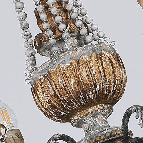 Retro Rustic 6-Light Wood Metal Crystal Chandelier U89907