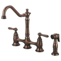 2-Handle Bridge Kitchen Faucet with Side Sprayer in Oil Rubbed Bronze F456