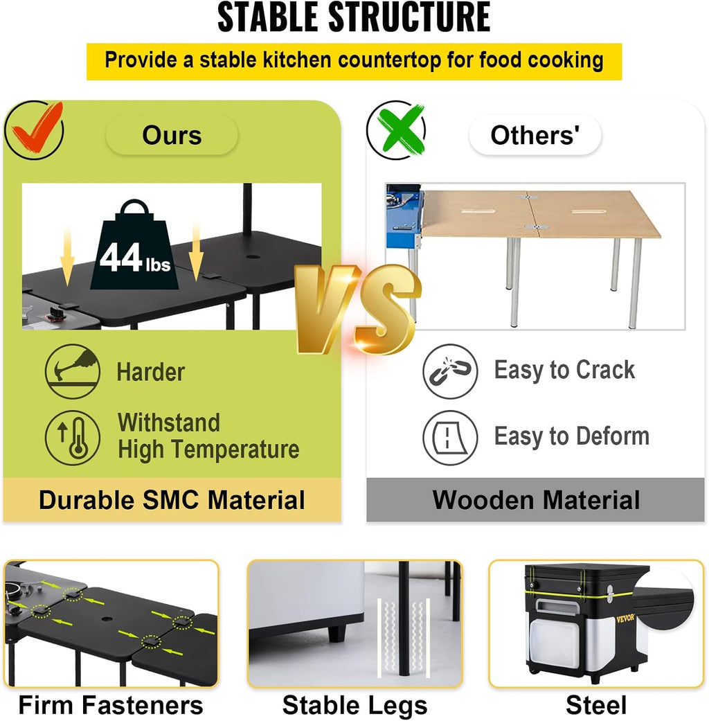 Black Portable Outdoor Cooking Station with Wheels N476