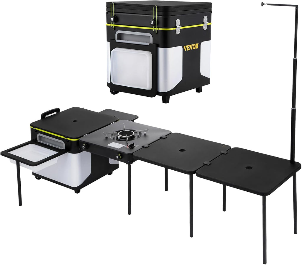 Black Portable Outdoor Cooking Station with Wheels N476