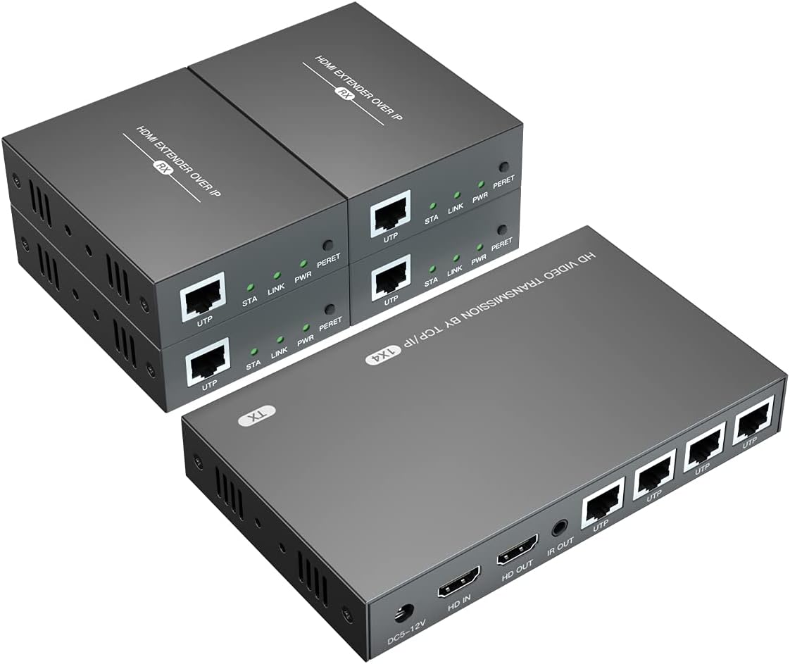 HDMI Splitter Extender 1x4 1080P Over Cat5e/6 Loopout 1 in 4 Out Z3732