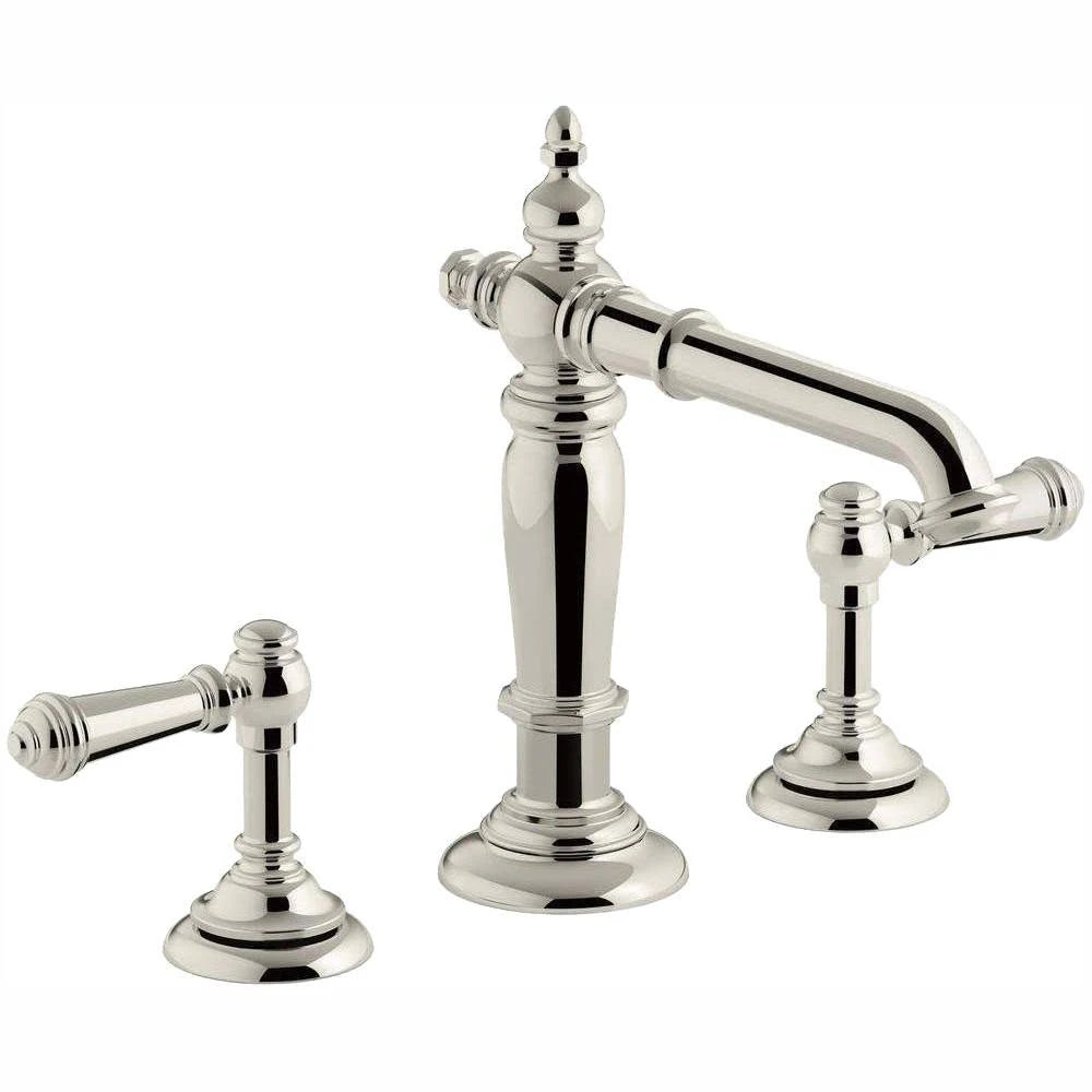 Vibrant Polished Nickel 2-Handle Widespread Bathroom Sink Faucet with Drain H958