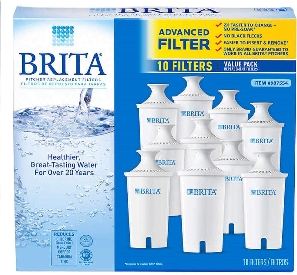 Brita Advanced Pitcher Filter 10 Pack Total K536768