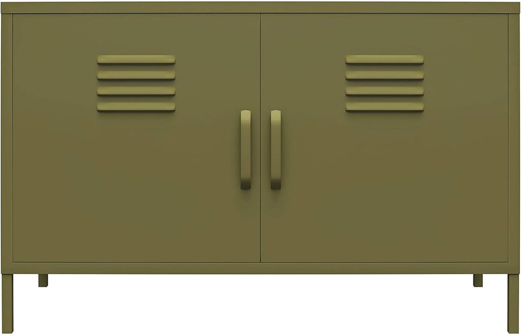 Black 2 Door Metal Locker Accent Cabinet D5365