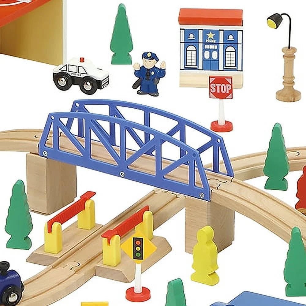 100 Piece Wooden Train Set with Hard Wood Track W223