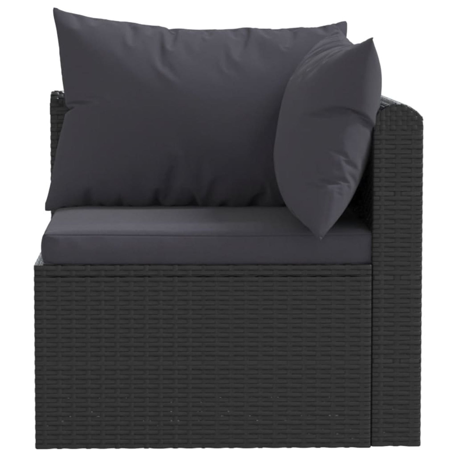 Black Poly Rattan 3 Piece Patio Sofa Set with Cushions V892
