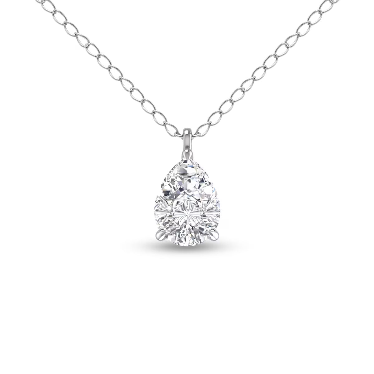 14K White Gold Pear Solitaire Diamond Pendant D86899