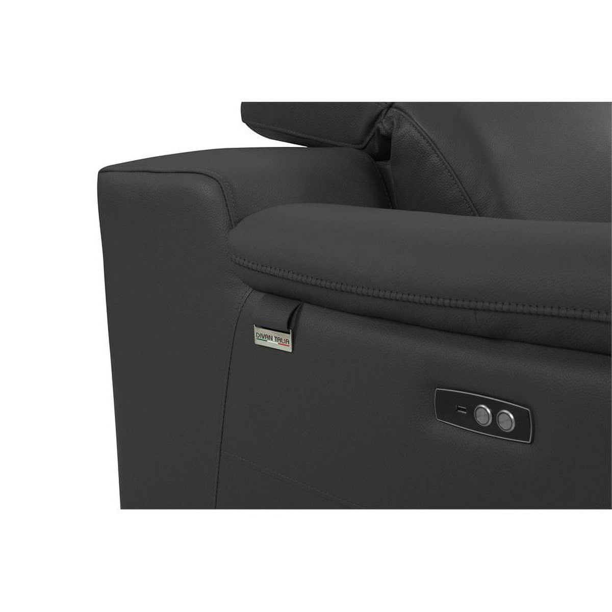 Genuine Italian Leather Power Reclining Chair in Dark Gray L18320