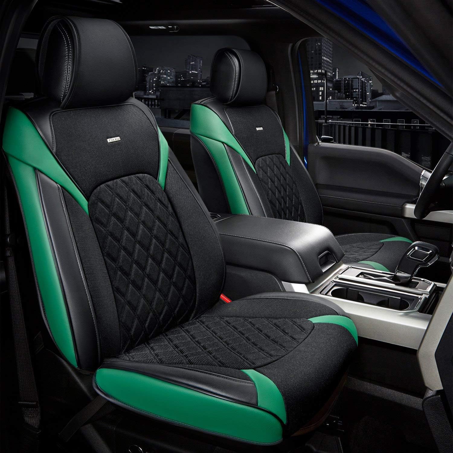 Black with Yellow Accents Rear Seat Covers S35217