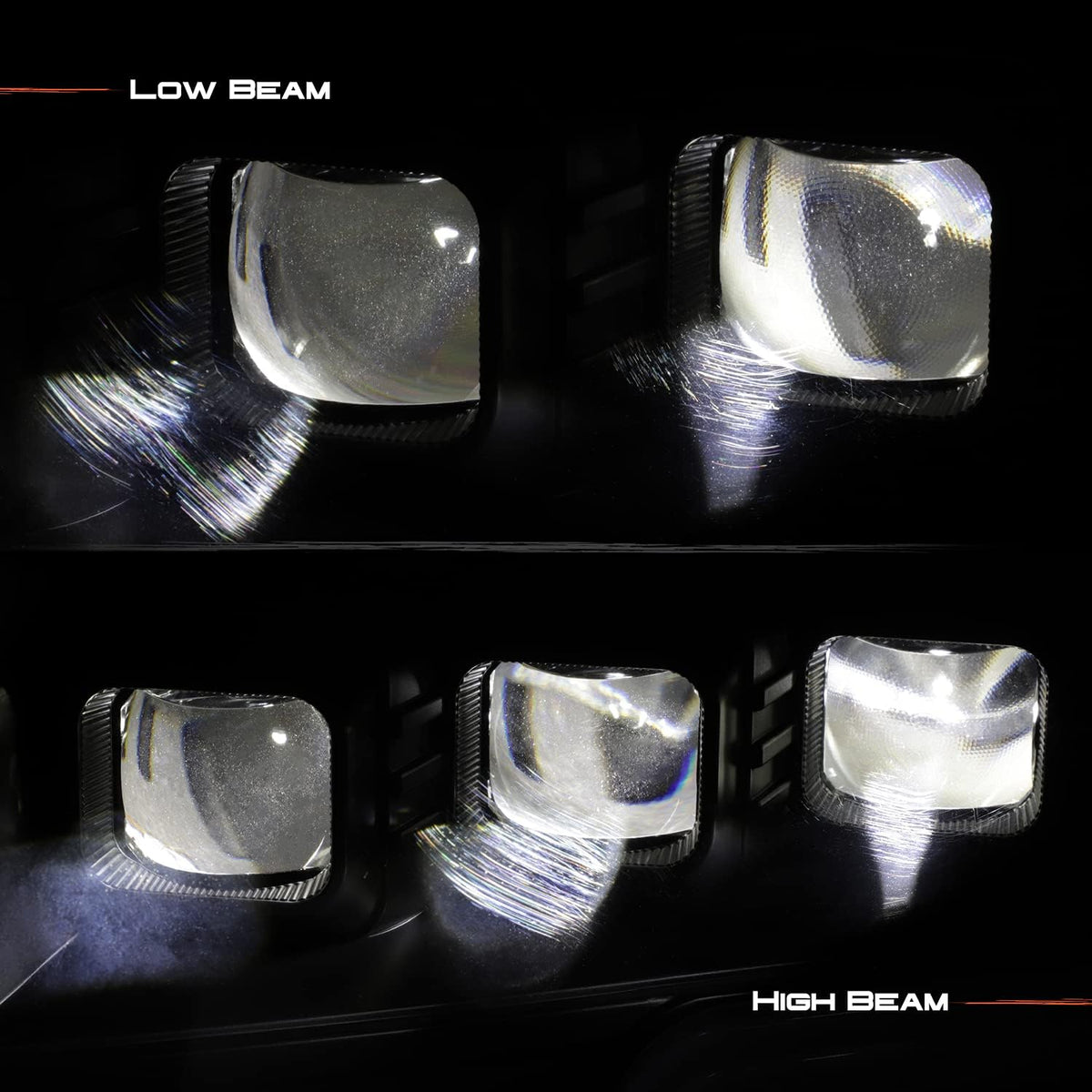 Black Projector Beam Headlights Pair H7143