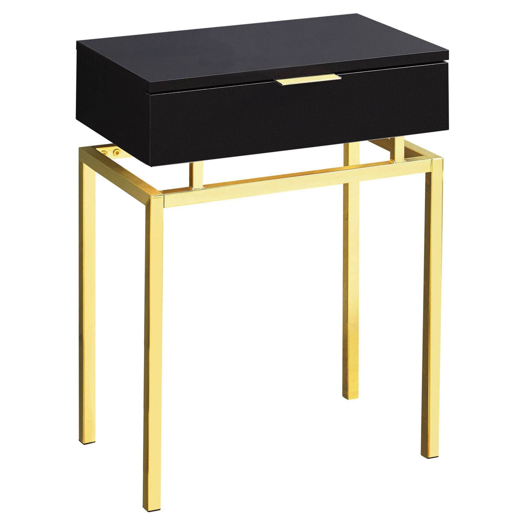 24x22H Accent End Table with Gold Metal Base Cappuccino Y2569