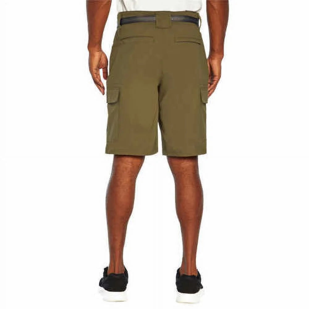 Men's Stretch Cargo Short with Adjustable Belt, Olive Night, 38 Z813383