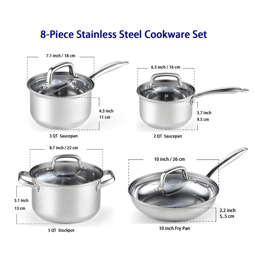 8-Piece Stainless Steel Induction Cookware Set F630