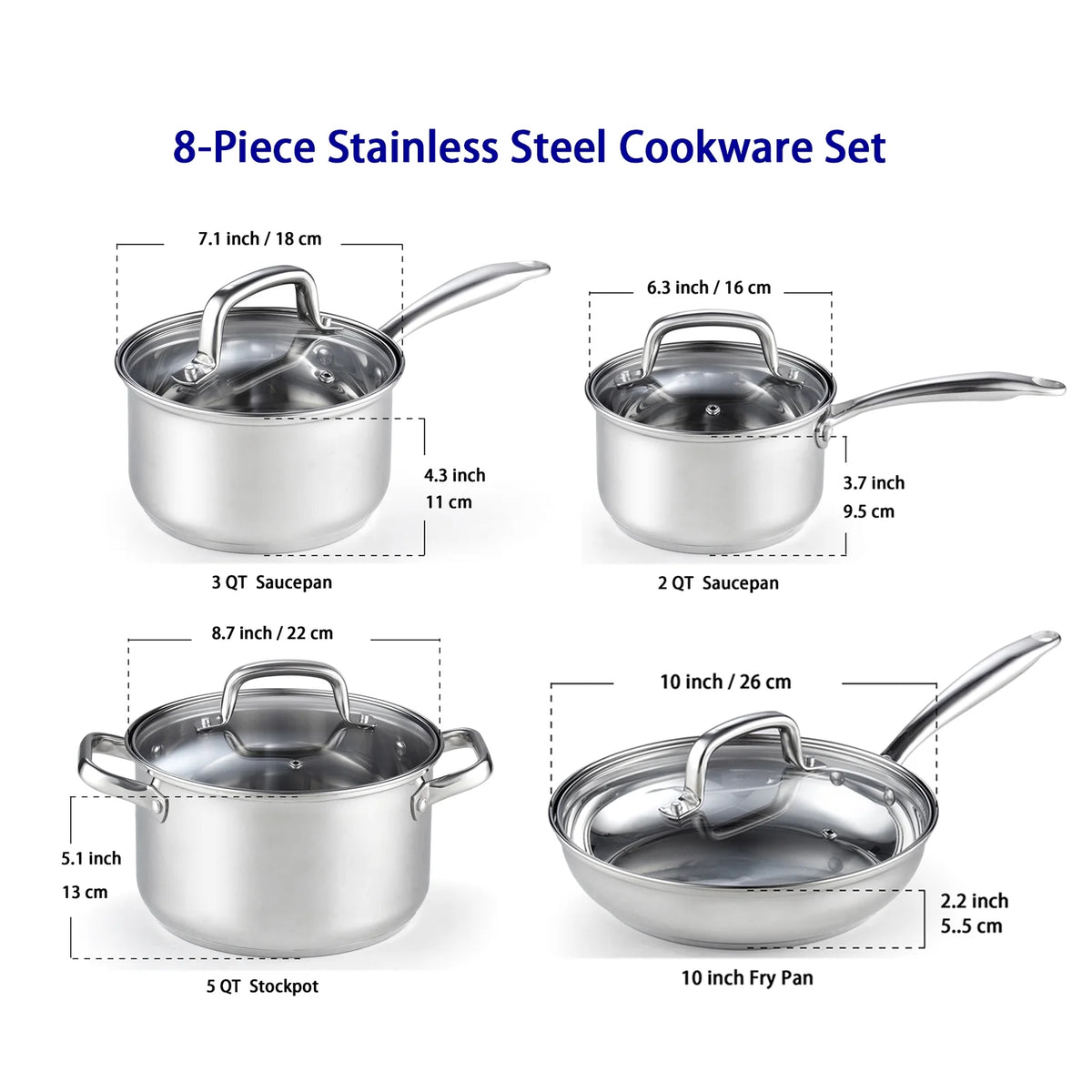 8-Piece Stainless Steel Induction Cookware Set F630