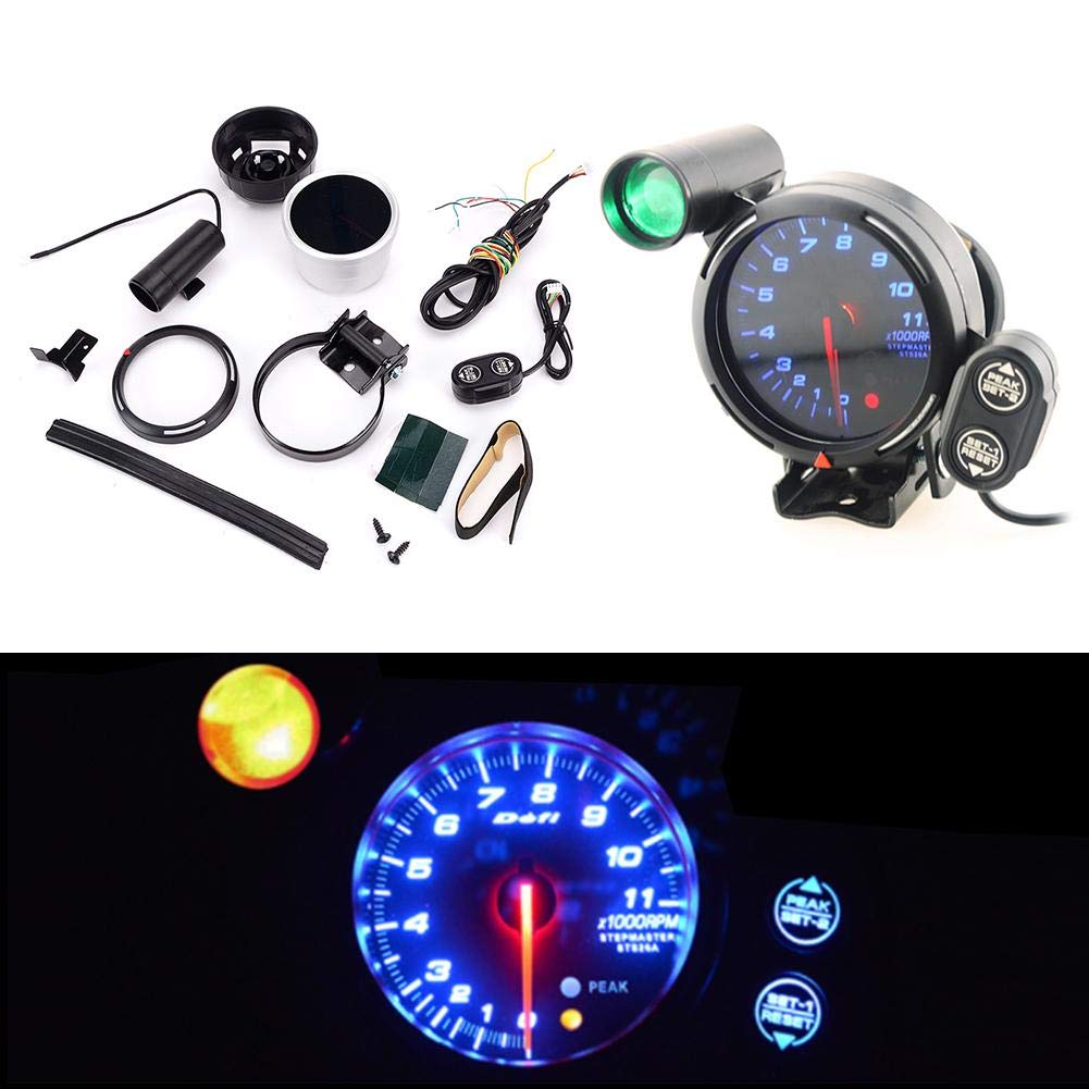 12V 3.75 Inch 11000 RPM Blue LED Tachometer Gauge Kit with Shift Light K189198