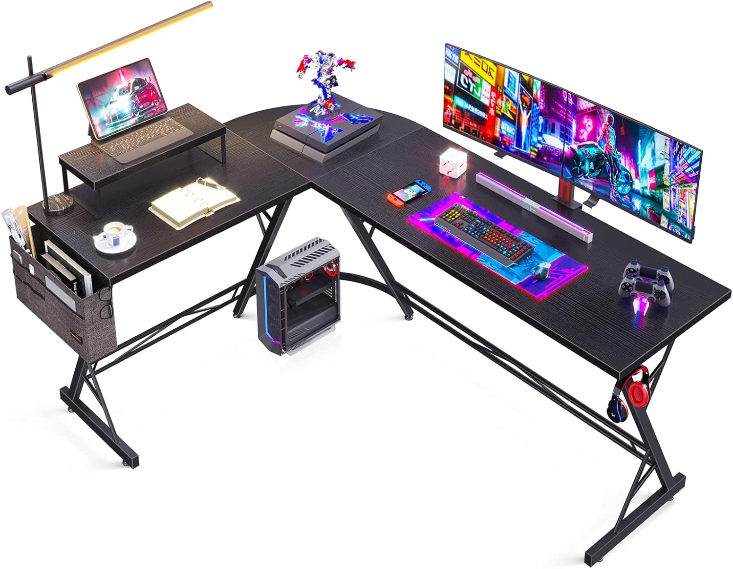 66" L Shaped Computer Desk with Monitor Stand Z774089