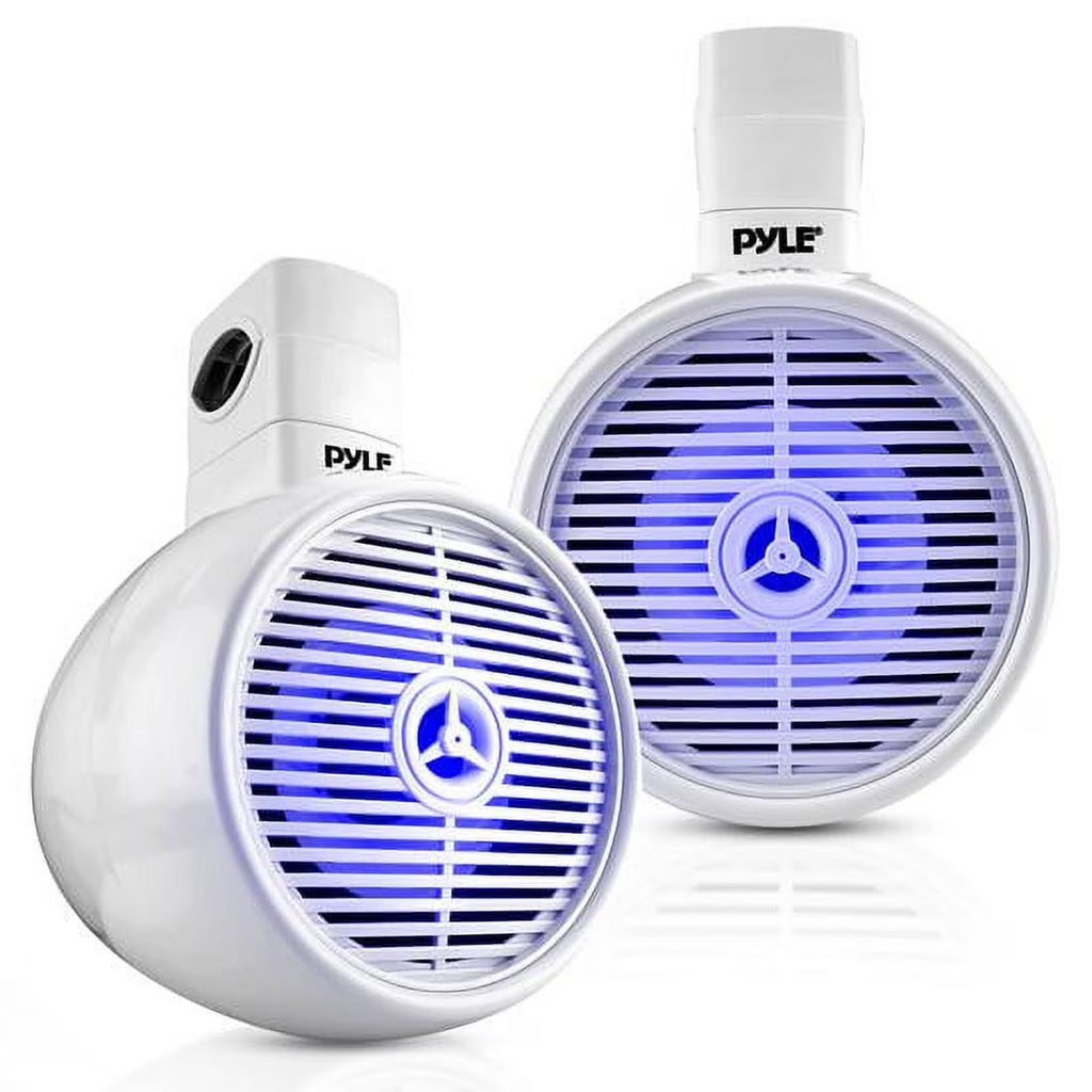 White 8” 300W 2-Way Marine Wakeboard Tower Speaker with LED Light and Brackets N791