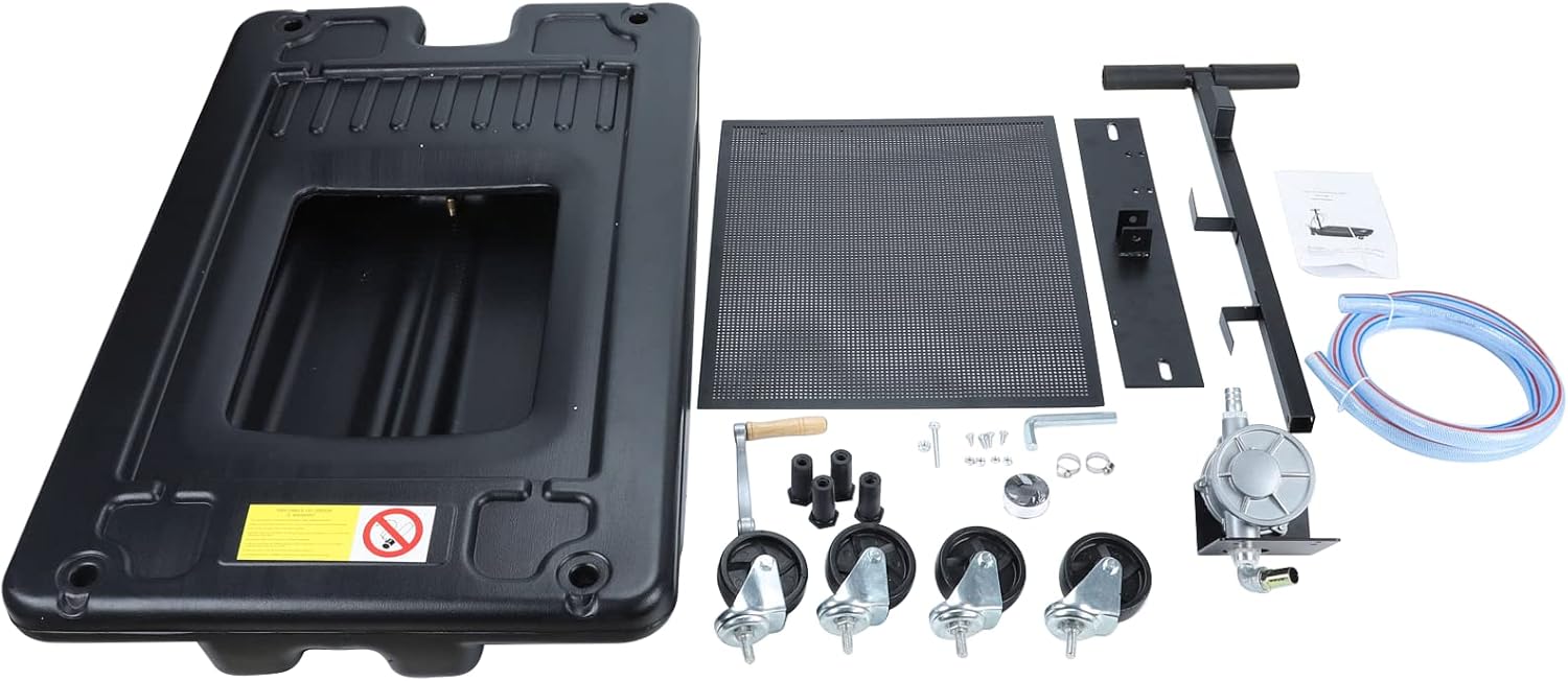 17 Gallon Low Profile Oil Drain Pan with Pump 8' Hose H8827