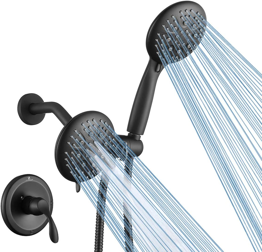 Brushed Nickel 35 Settings 5" Dual 2 in 1 Showerhead & Handheld Shower Combo Set S610176