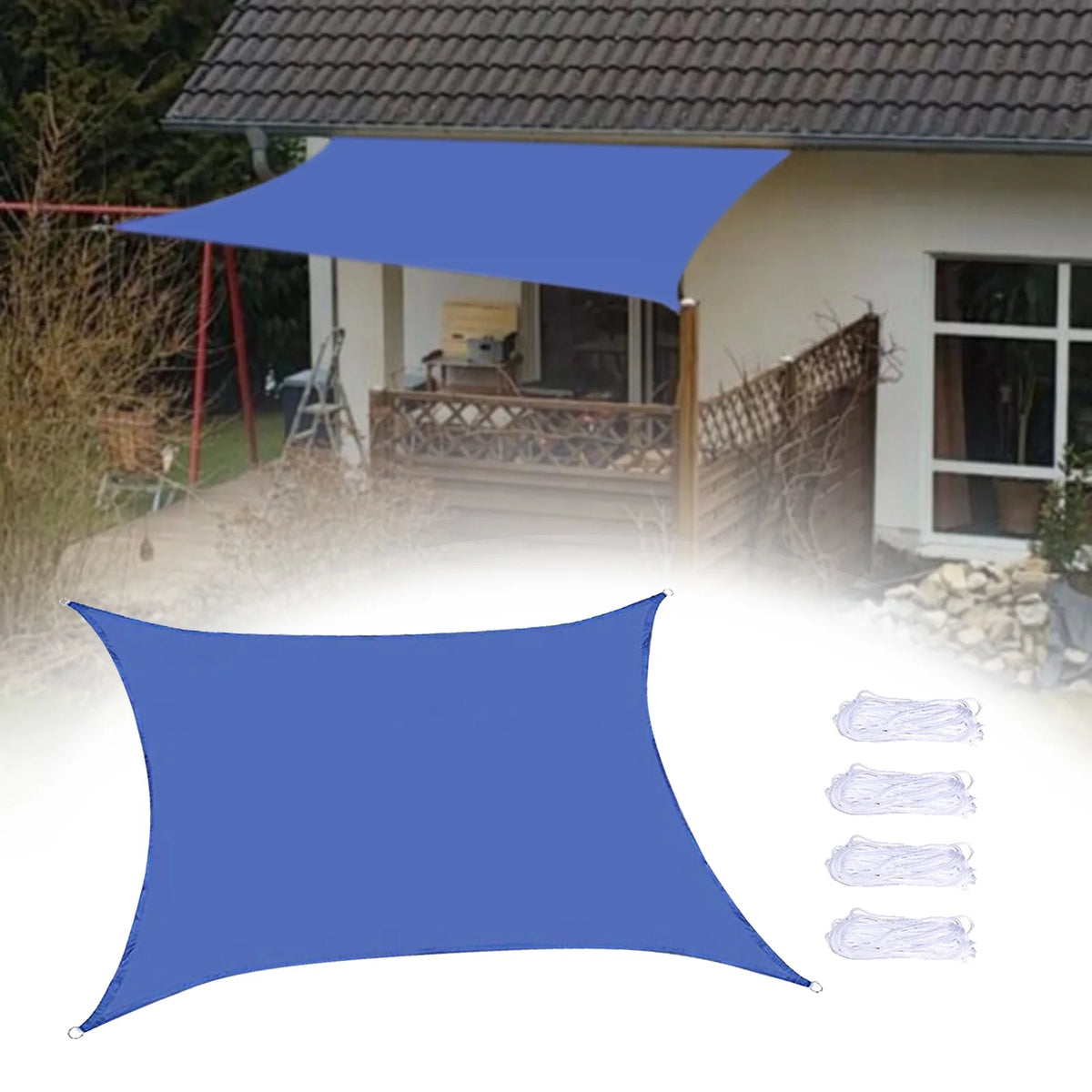Blue Rectangle Sunscreen Awning Tarp N801