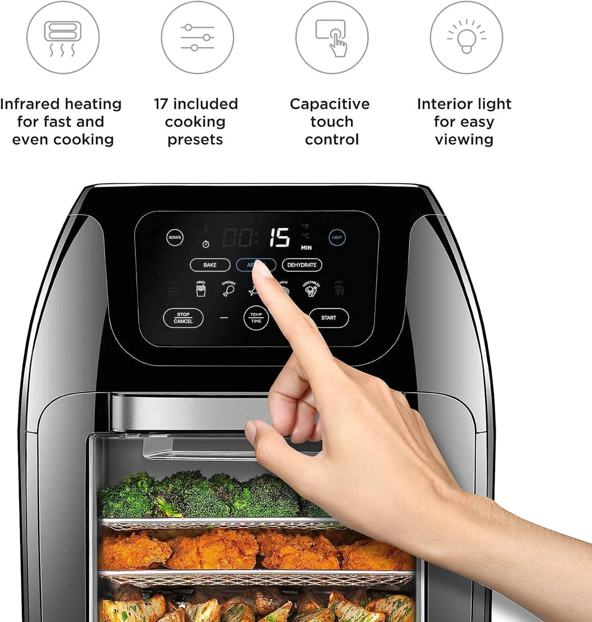 Black Digital Air Fryer with Rotisserie, 100 Pack Disposable Parchment Paper Liners Z611496