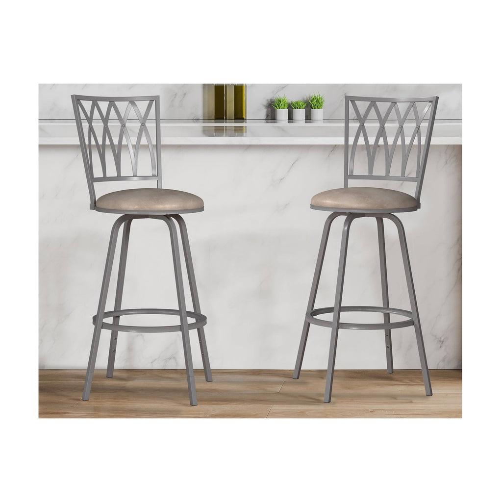 Silver Metal Swivel Adjustable Stool, Set of 2 N375