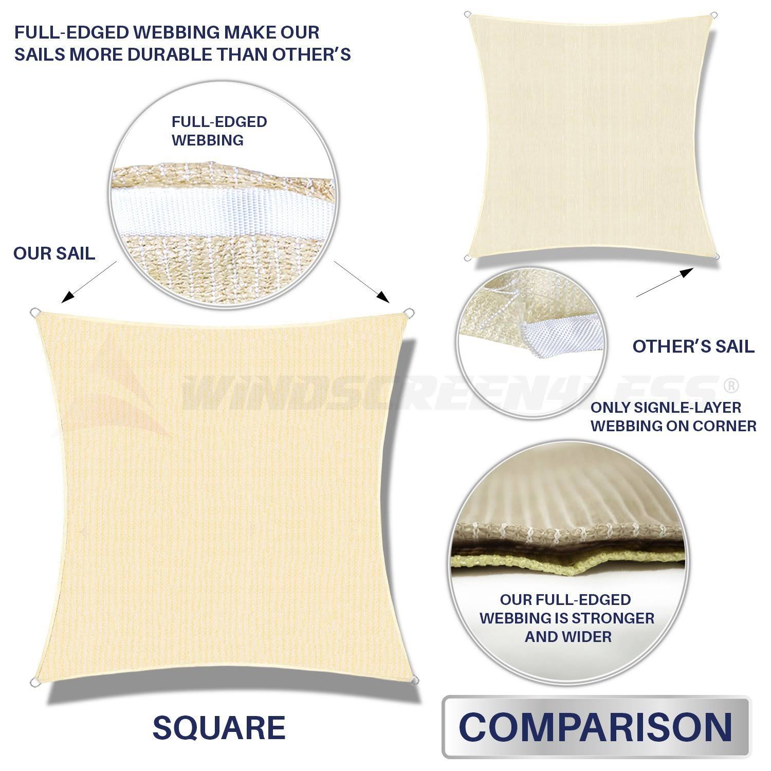 Brown Sun Shade Sail Square Canopy X100835