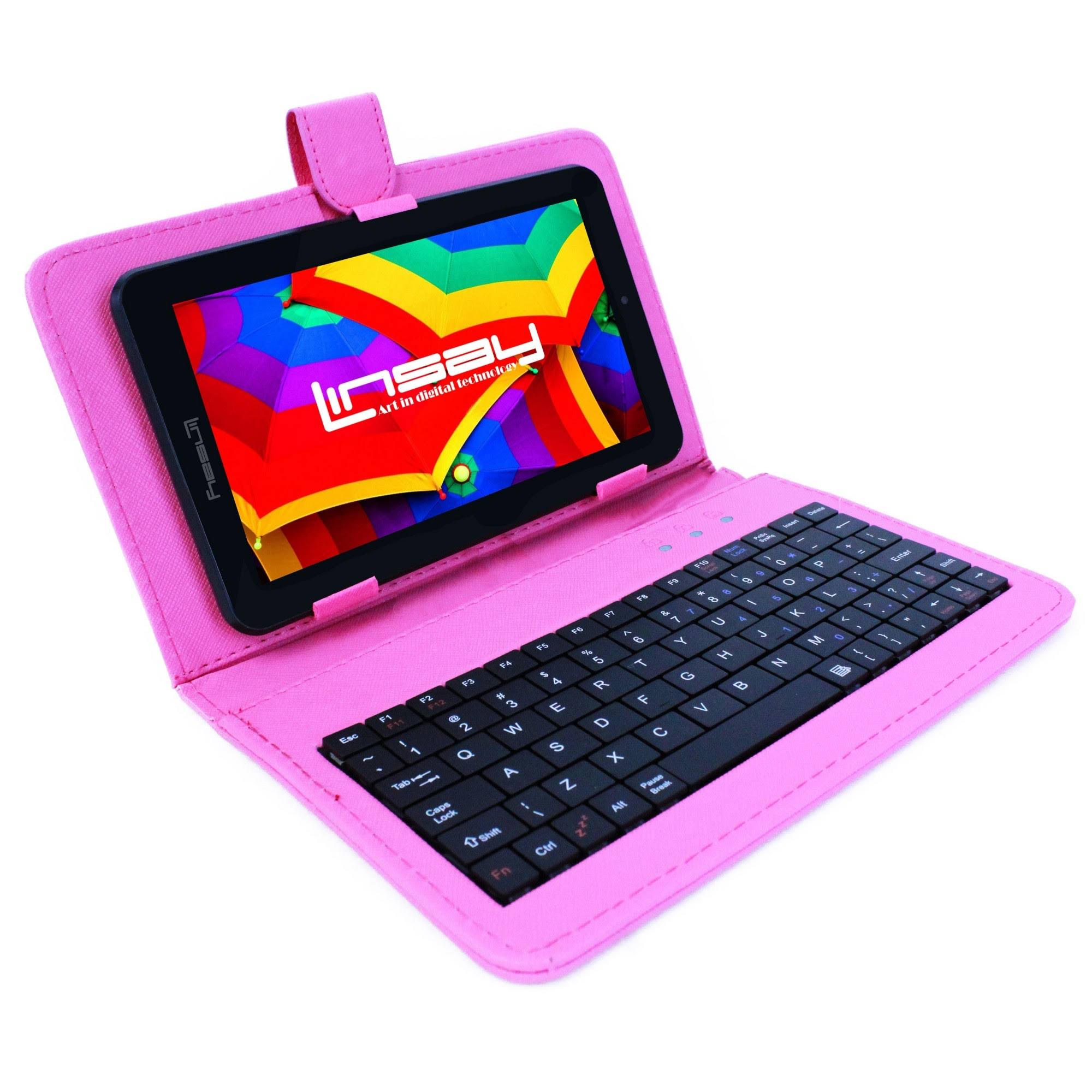 7x22 HD Android Tablet with Pink Keyboard Case F1657