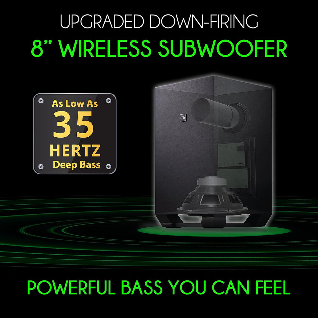 7.1.4 Channel 600W Soundbar with 8" Wireless Subwoofer and 2 Rear Surround Speakers I44028