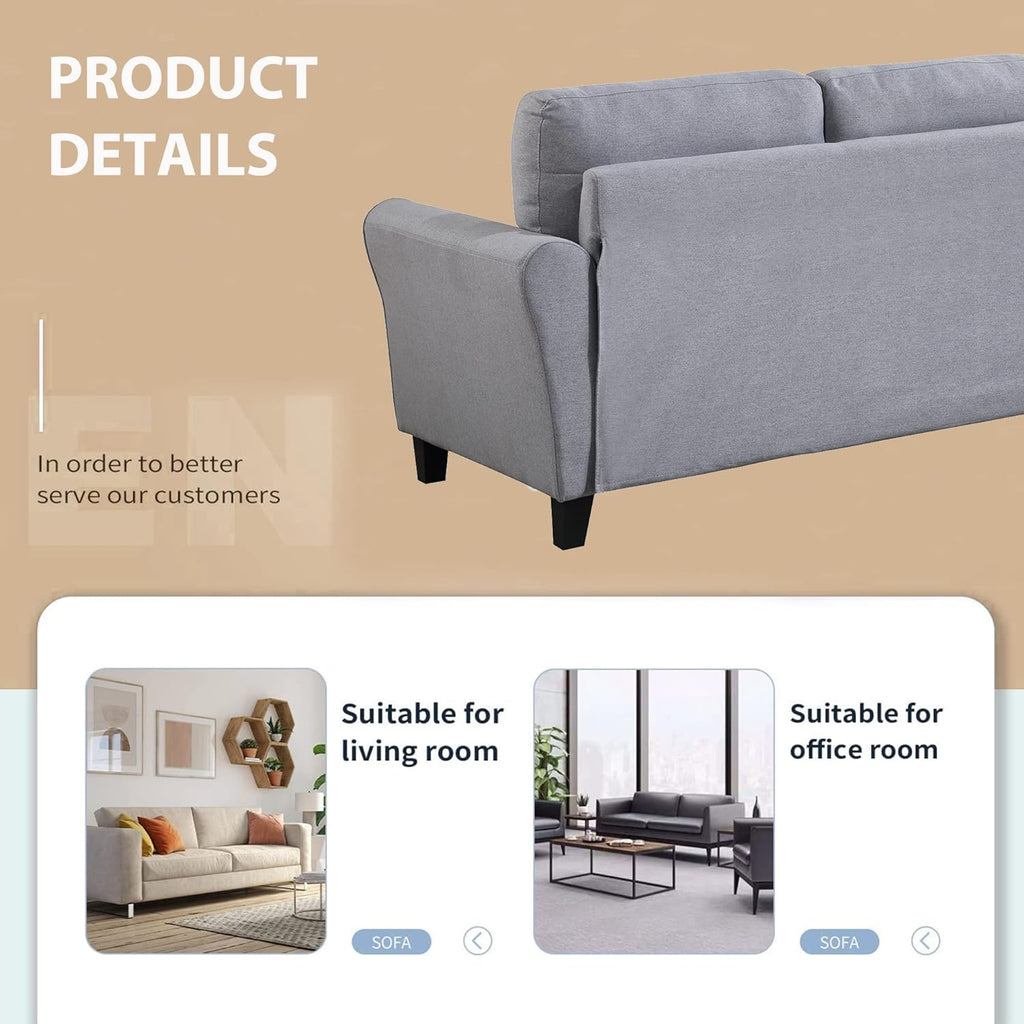 Light Grey-Blue 3-Seat Upholstered Sectional Sofa Set Y77396