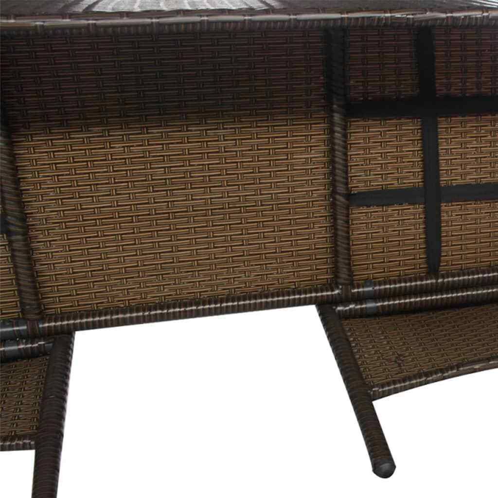 Brown Poly Rattan 2-Seater Garden Sofa with Tea Table U683389