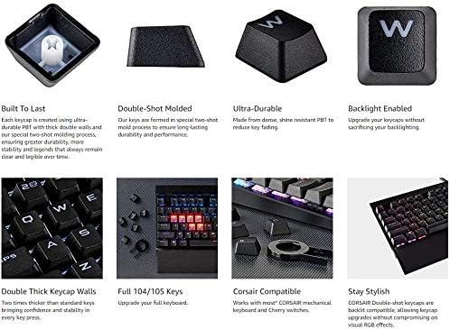 Pbt Double-Shot Keycaps Full 104 -Keyset for Mechanical Keyboards - Black H2116