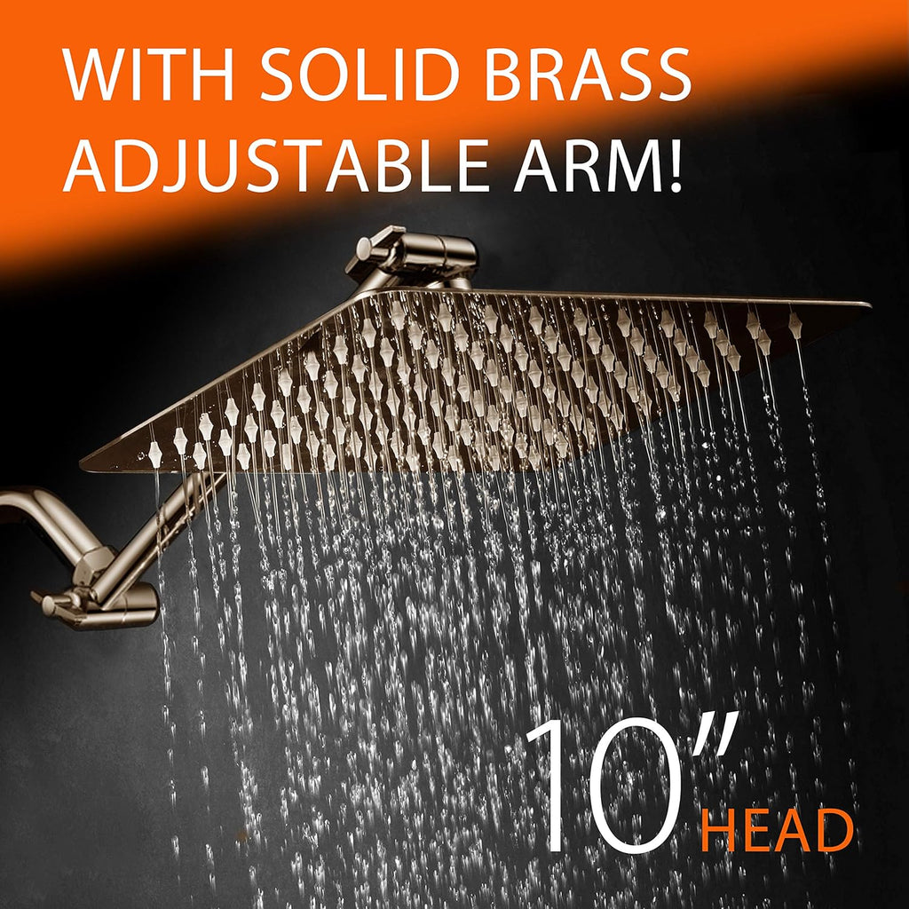 Brushed Nickel Stainless Steel Rainfall Square Showerhead with Brass Extension Arm, Pack of 2 G5376