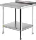 Stainless Steel Prep Table with Backsplash and Adjustable Undershelf V83254