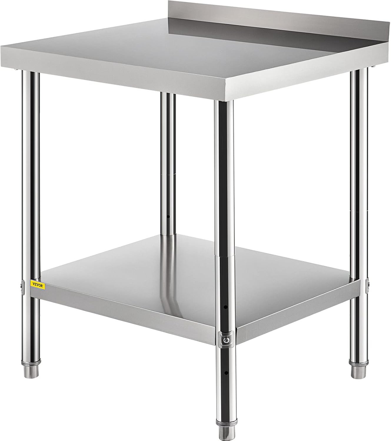 Stainless Steel Prep Table with Backsplash and Adjustable Undershelf V83254