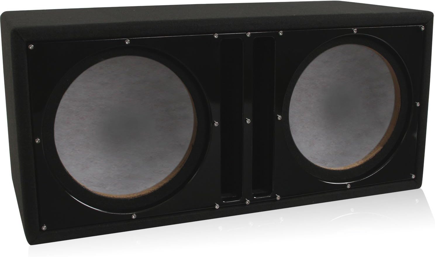 Dual 10-inch Car Ported Subwoofer Box 3/4-inch MDF Prelined Polyfil Black Baffle D236950