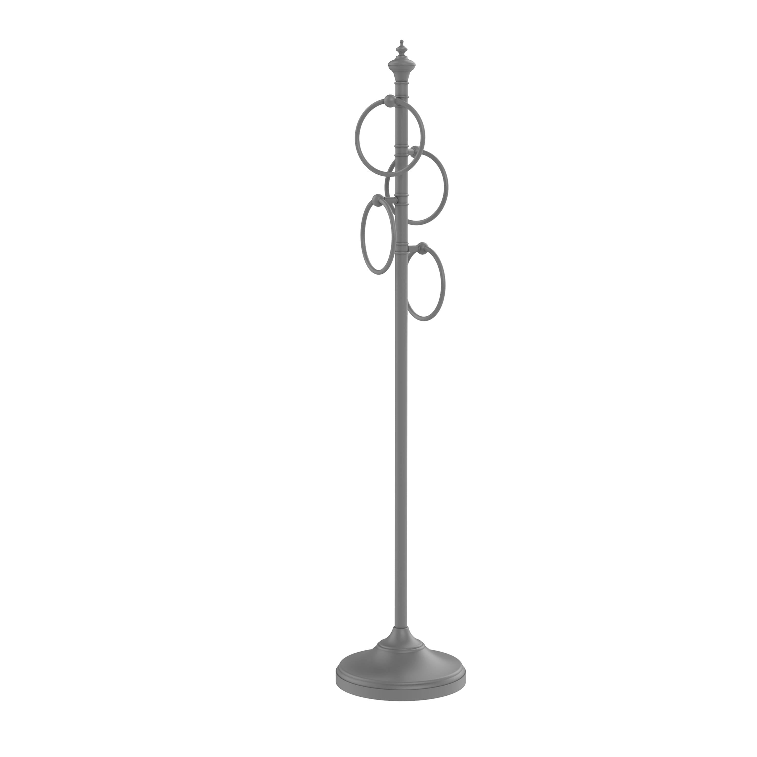 Matte Gray Floor Standing 4 Towel Ring Stand D163026