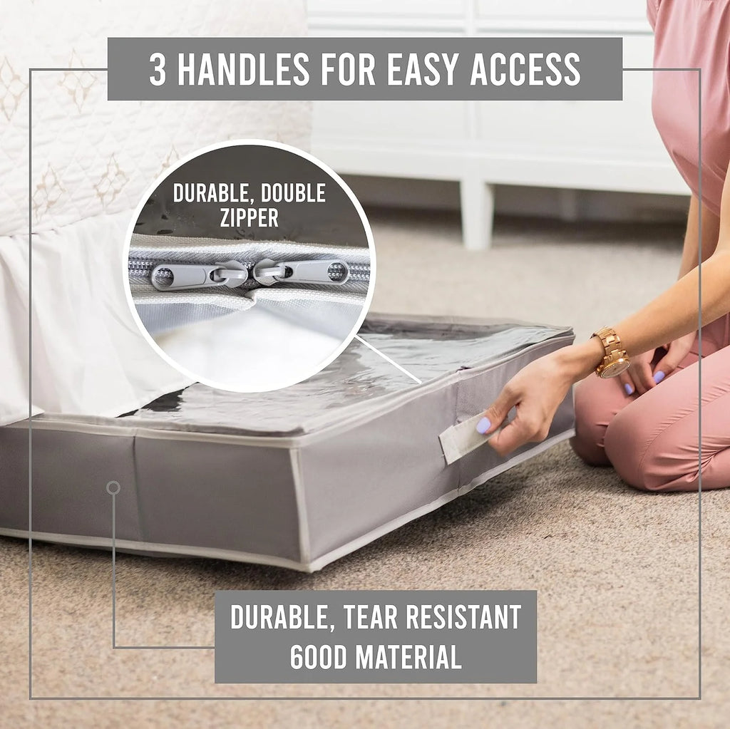 Extra Large Underbed Shoe Storage Organizer, Set of 2 Gray V4464