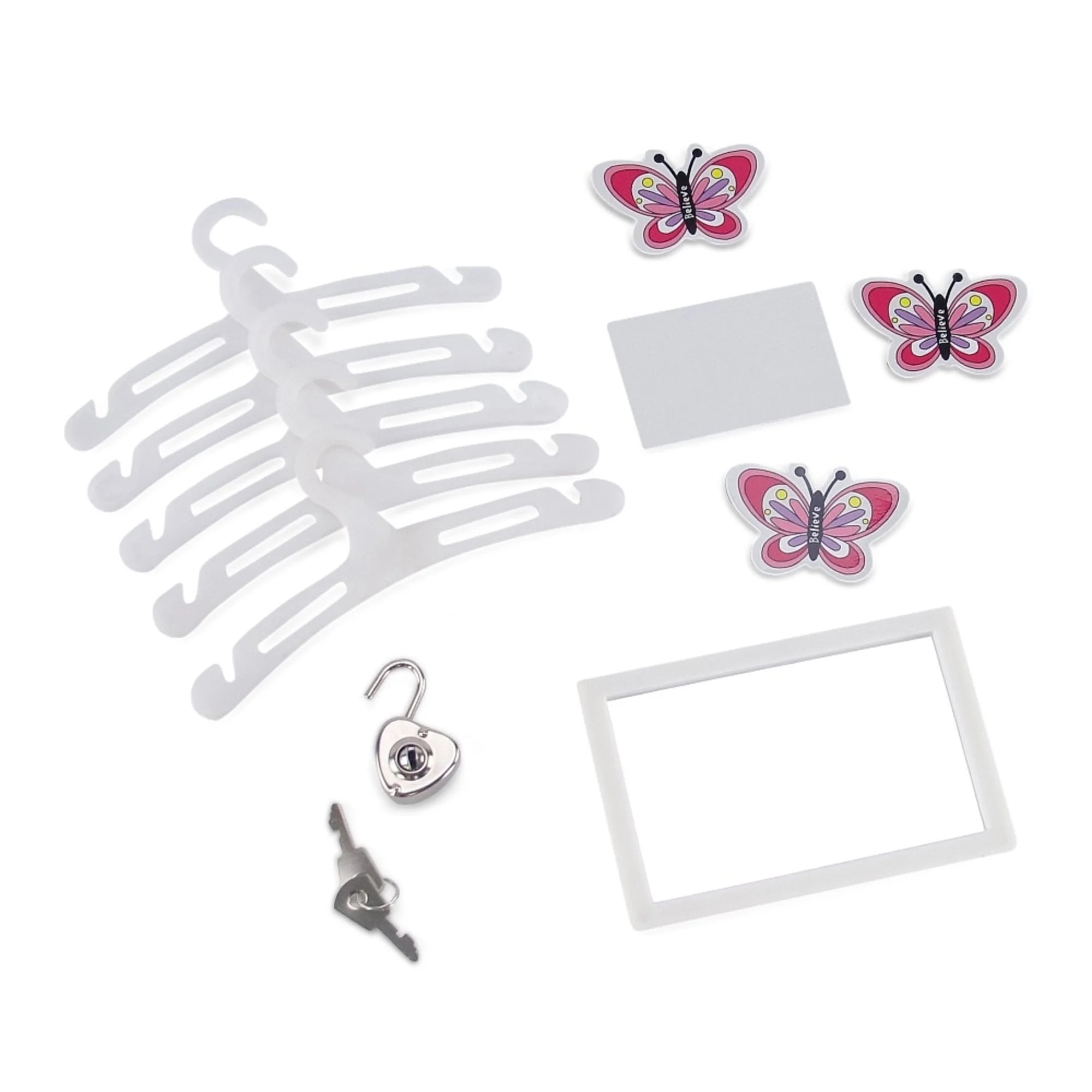 18" Doll Bright Pink Locker with 5 Doll Clothes Hangers C878617