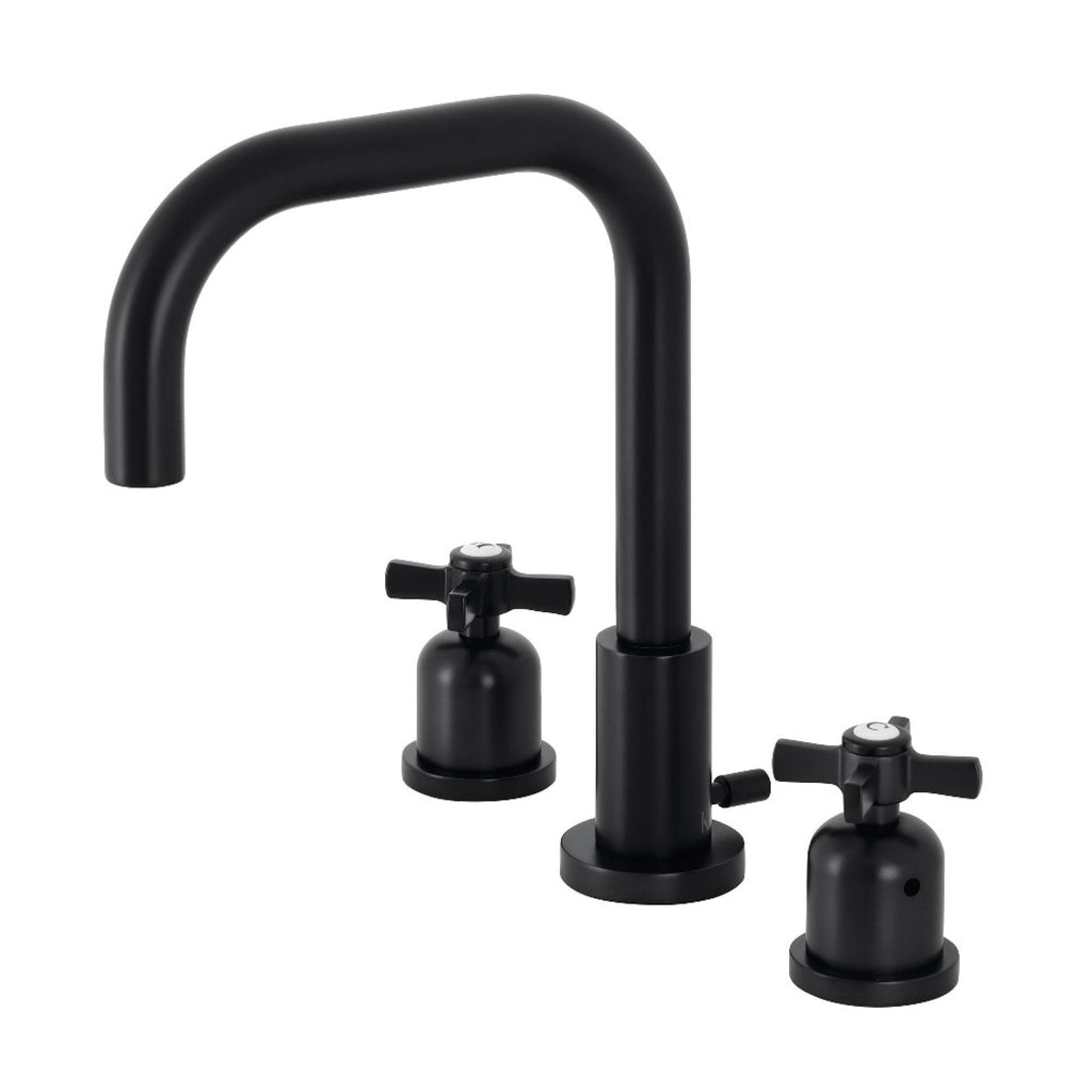 Matte Black Widespread Bathroom Faucet with Brass Pop-Up D271057