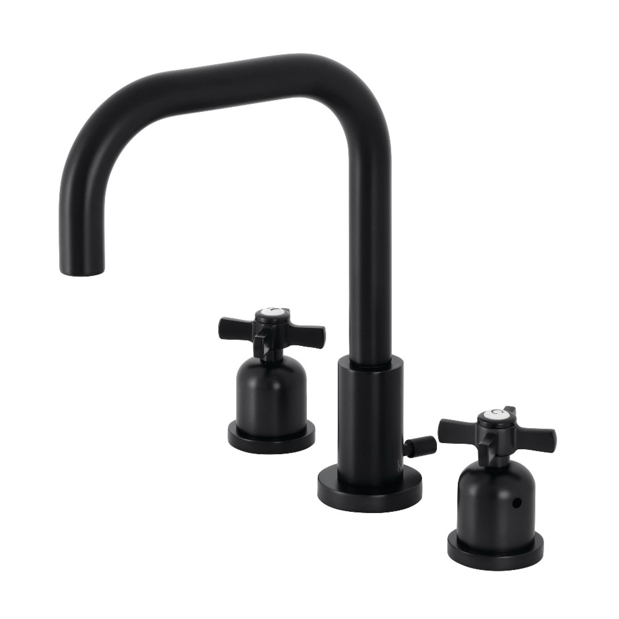 Matte Black Widespread Bathroom Faucet with Brass Pop-Up D271057