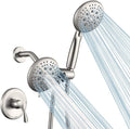 Brushed Nickel 35 Settings 5" Dual 2 in 1 Showerhead & Handheld Shower Combo Set S610176