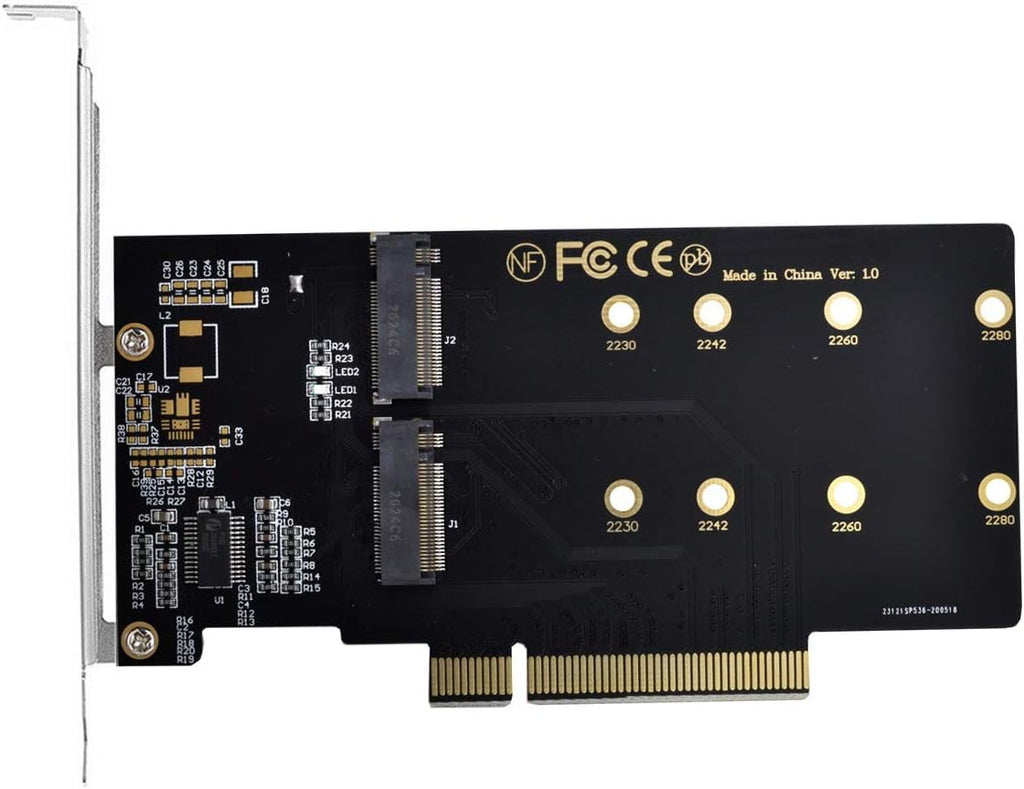 4X NVME M.2 AHCI to PCI-E Express 3.0 Gen3 X16 Raid Card with Fan, Pack of 2 M26284