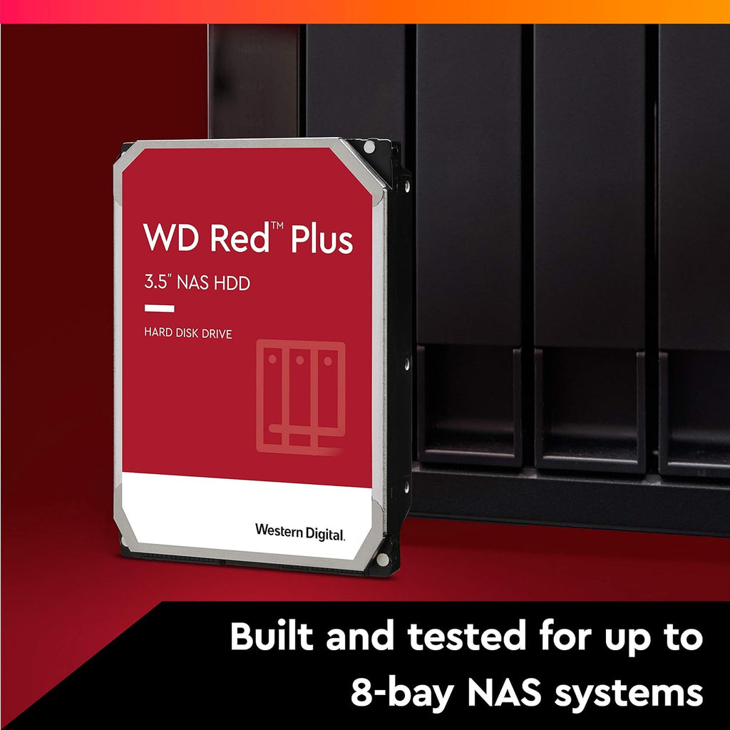 10TB WD Red Plus NAS Internal Hard Drive HDD - 5400 RPM, SATA 6 Gb/s, CMR, 256 MB Cache, 3.5 T905