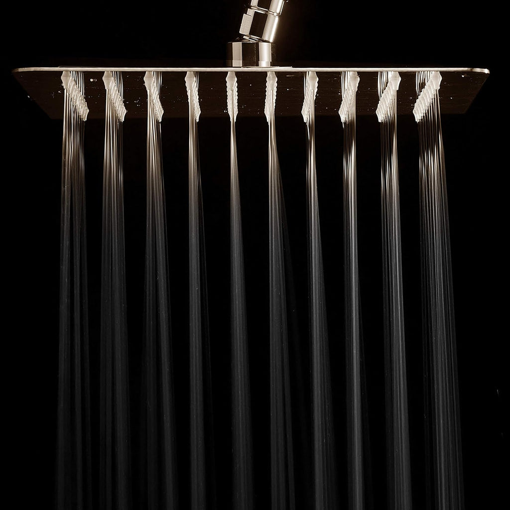 Brushed Nickel Stainless Steel Rainfall Square Showerhead with Brass Extension Arm, Pack of 2 G5376