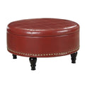 Crimson Red Leather Storage Ottoman B3844