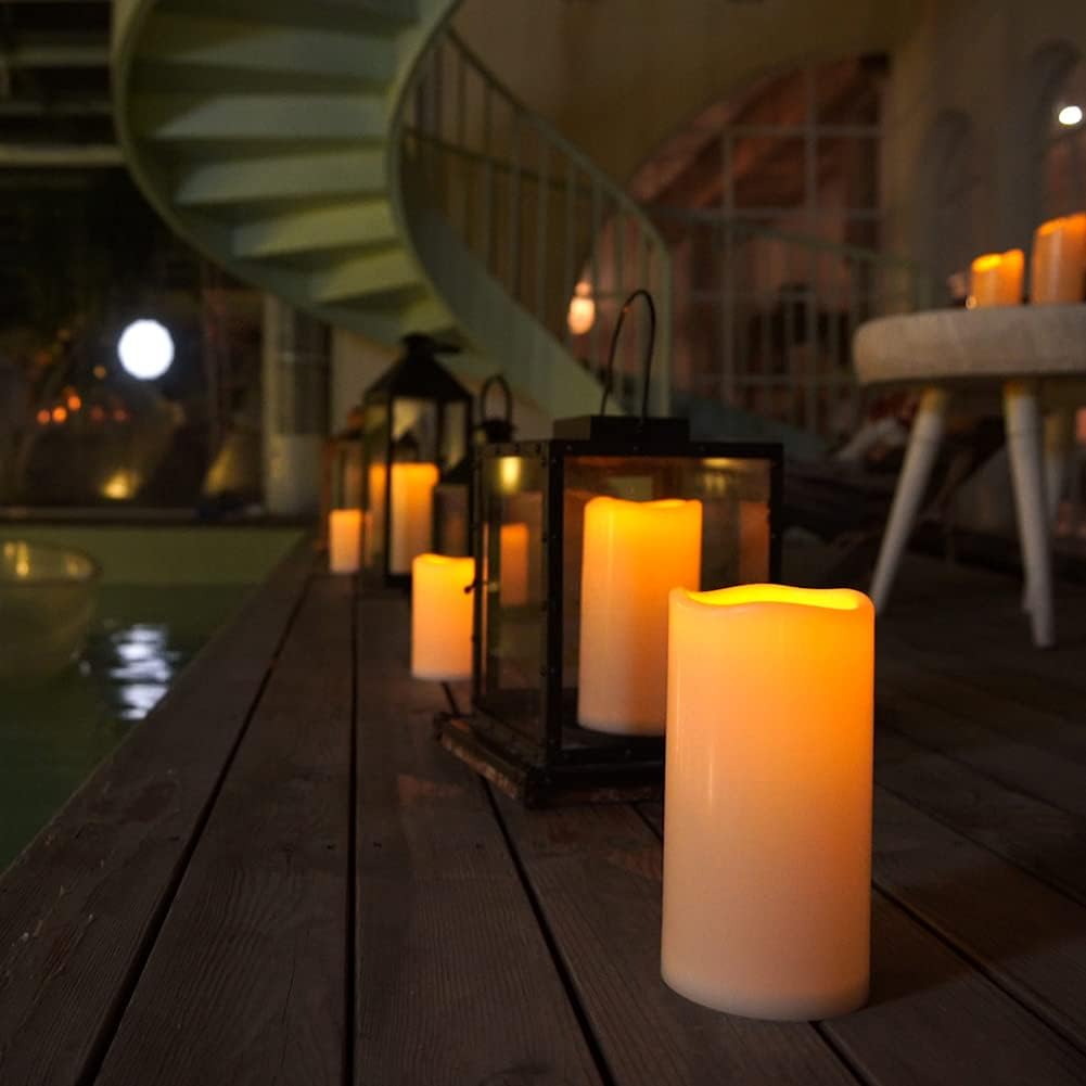 4 x Waterproof Flameless LED Pillar Candles, Set of 6 H893