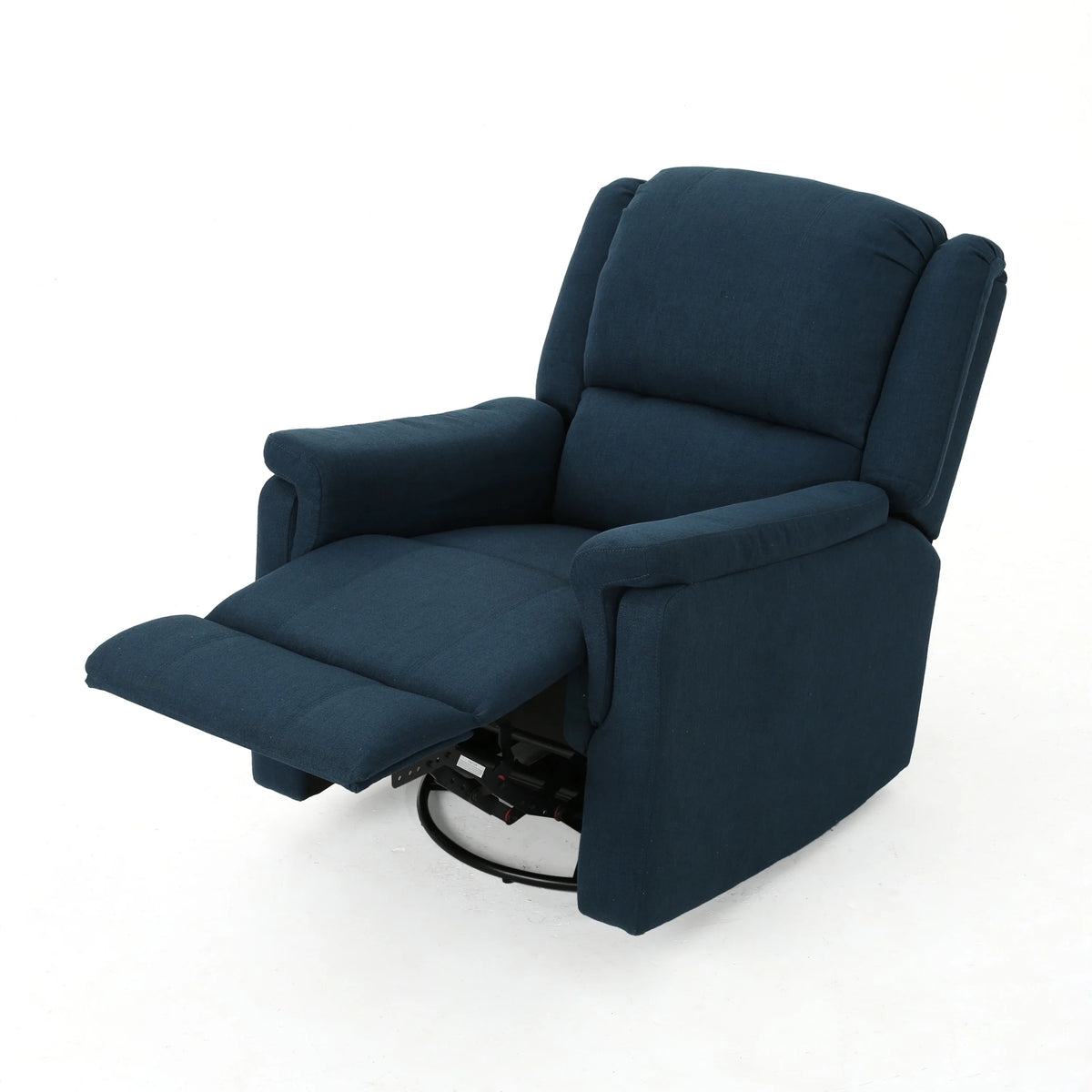 Navy Blue Fabric Tufted Swivel Glider Recliner Q186