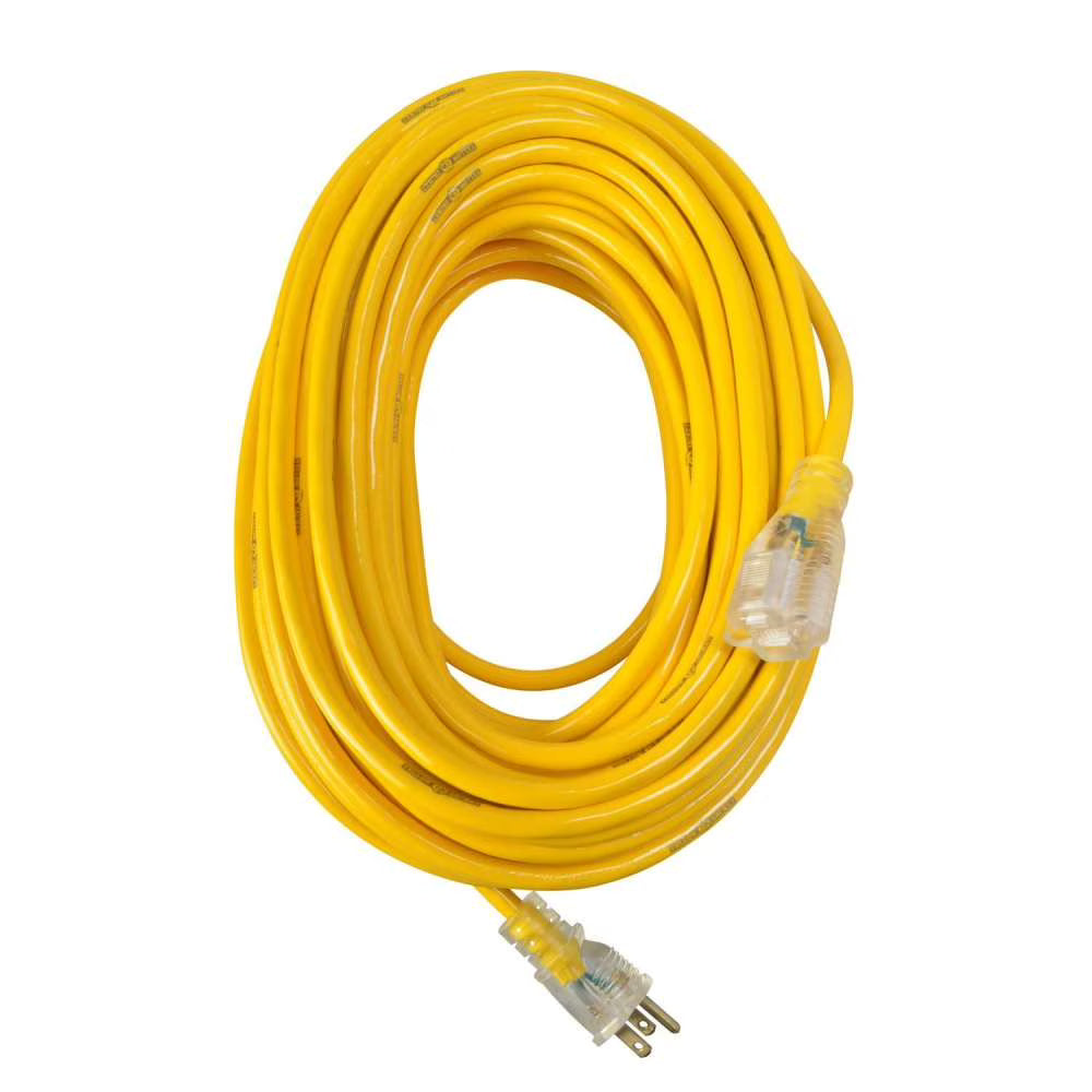 50Ft 12/3 SJTW Outdoor Heavy-Duty Extension Cord With Power Light Plug P588
