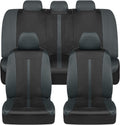 Gray & Black Two-Tone Front Seat Covers with Hooded Split Bench Seat Cover G120845